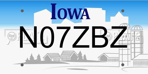 N07ZBZ Iowa License Plate