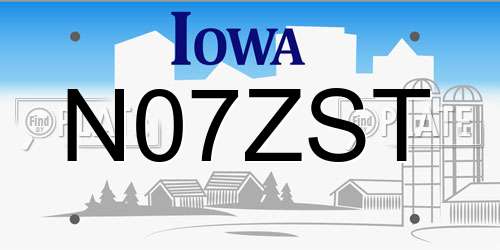 N07ZST Iowa License Plate