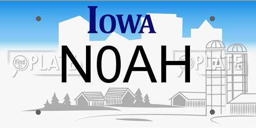N0AH Iowa License Plate