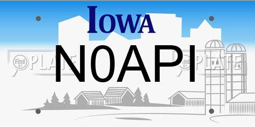 N0API Iowa License Plate