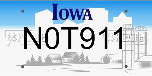 N0T911 Iowa License Plate