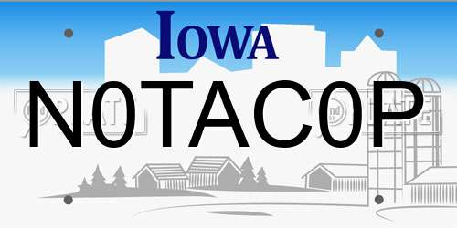 N0TAC0P Iowa License Plate