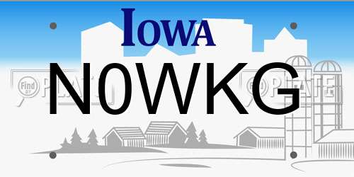 N0WKG Iowa License Plate
