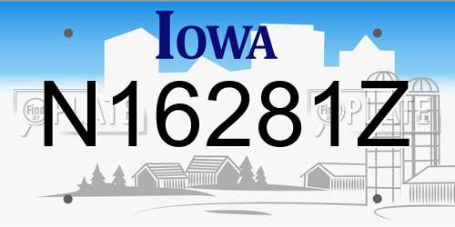 N16281Z Iowa License Plate