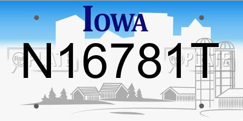 N16781T Iowa License Plate