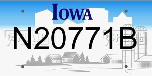 N20771B Iowa License Plate