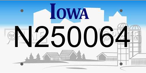 N250064 Iowa License Plate