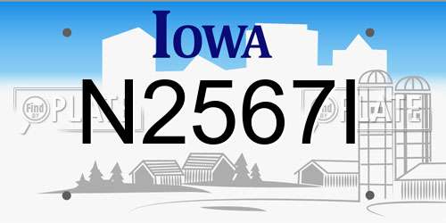 N2567I Iowa License Plate