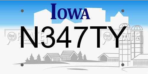 N347TY Iowa License Plate