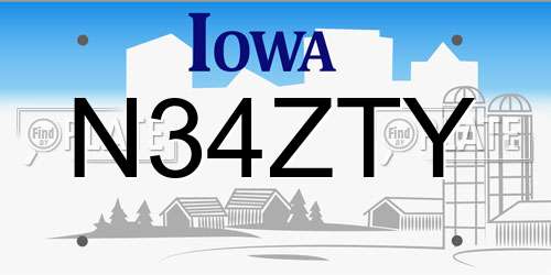 N34ZTY Iowa License Plate