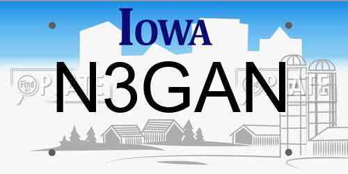 N3GAN Iowa License Plate