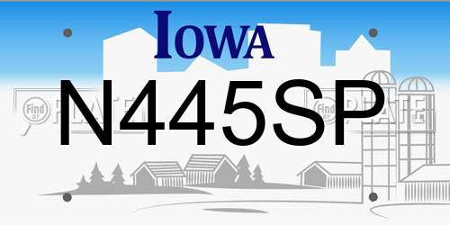 N445SP Iowa License Plate