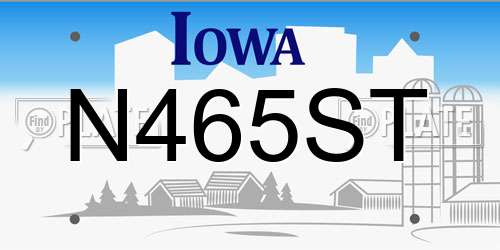 N465ST Iowa License Plate