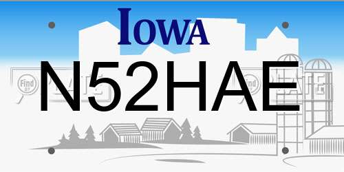 N52HAE Iowa License Plate