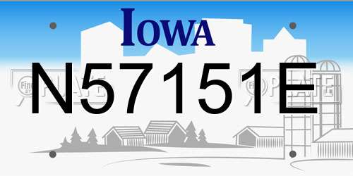 N57151E Iowa License Plate