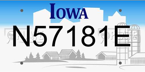 N57181E Iowa License Plate