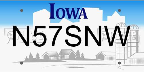 N57SNW Iowa License Plate
