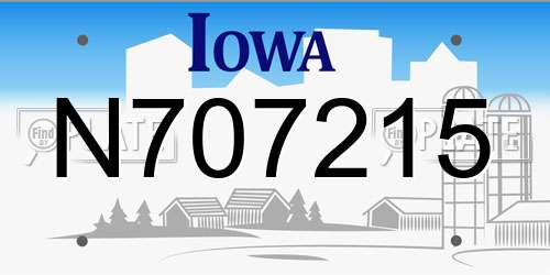N707215 Iowa License Plate
