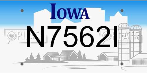 N7562I Iowa License Plate
