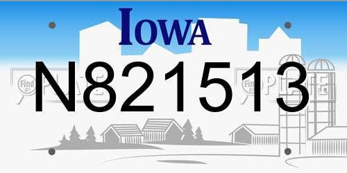 N821513 Iowa License Plate