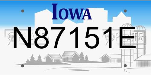 N87151E Iowa License Plate