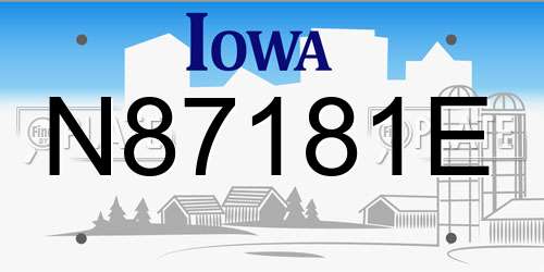 N87181E Iowa License Plate