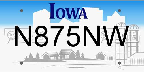 N875NW Iowa License Plate