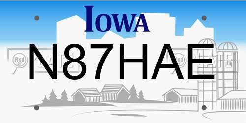N87HAE Iowa License Plate