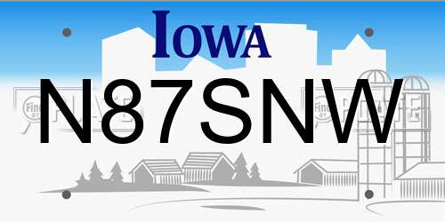 N87SNW Iowa License Plate
