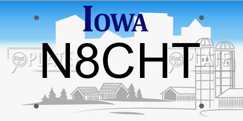 N8CHT Iowa License Plate