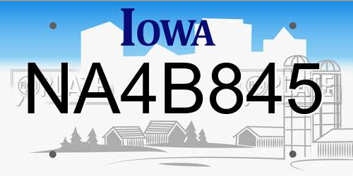 NA4B845 Iowa License Plate