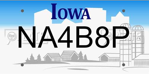NA4B8P Iowa License Plate