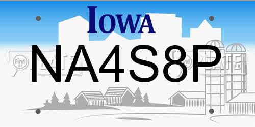 NA4S8P Iowa License Plate