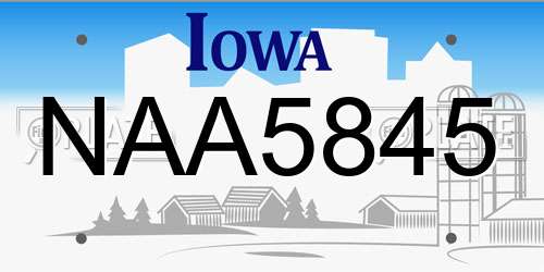 NAA5845 Iowa License Plate