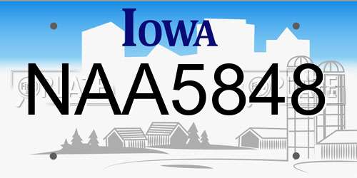 NAA5848 Iowa License Plate