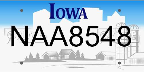 NAA8548 Iowa License Plate