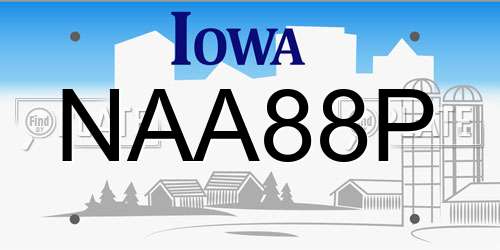NAA88P Iowa License Plate
