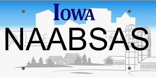 NAABSAS Iowa License Plate