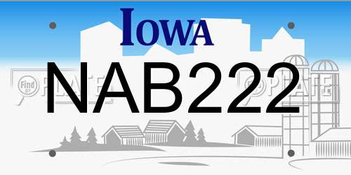 NAB222 Iowa License Plate