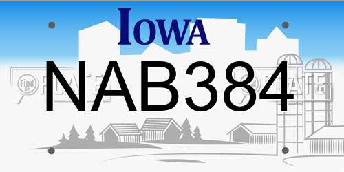 NAB384 Iowa License Plate
