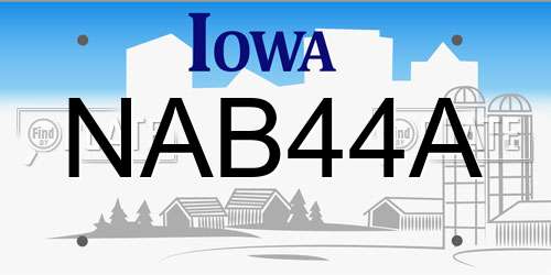 NAB44A Iowa License Plate