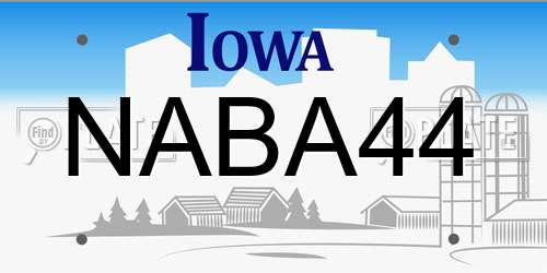 NABA44 Iowa License Plate