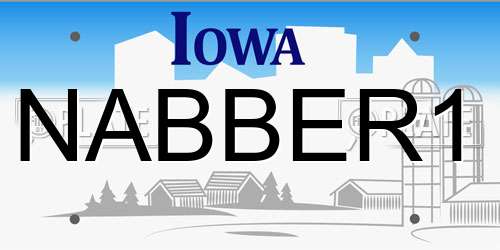 NABBER1 Iowa License Plate