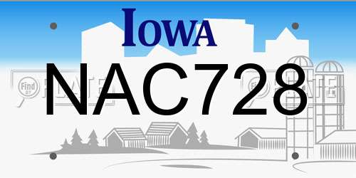NAC728 Iowa License Plate