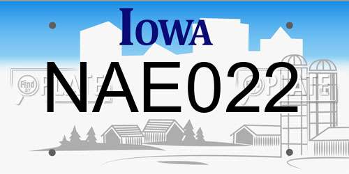 NAE022 Iowa License Plate