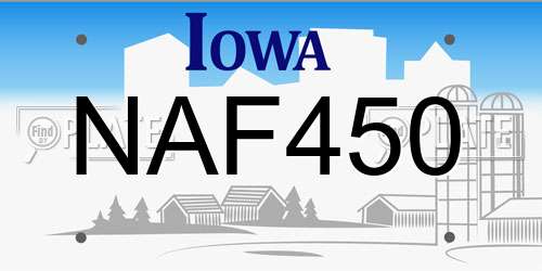 NAF450 Iowa License Plate