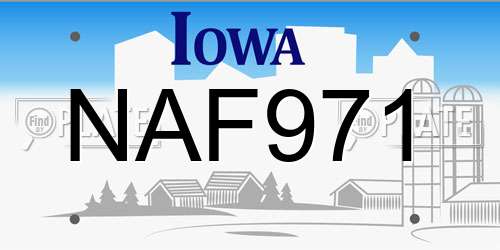 NAF971 Iowa License Plate