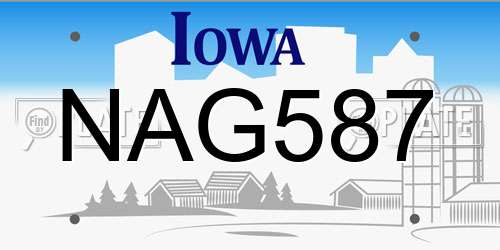 NAG587 Iowa License Plate
