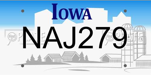 NAJ279 Iowa License Plate