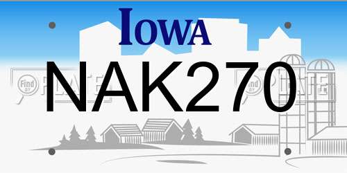 NAK270 Iowa License Plate